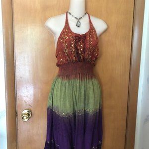 Multi-Colored Halter Style Sundress
